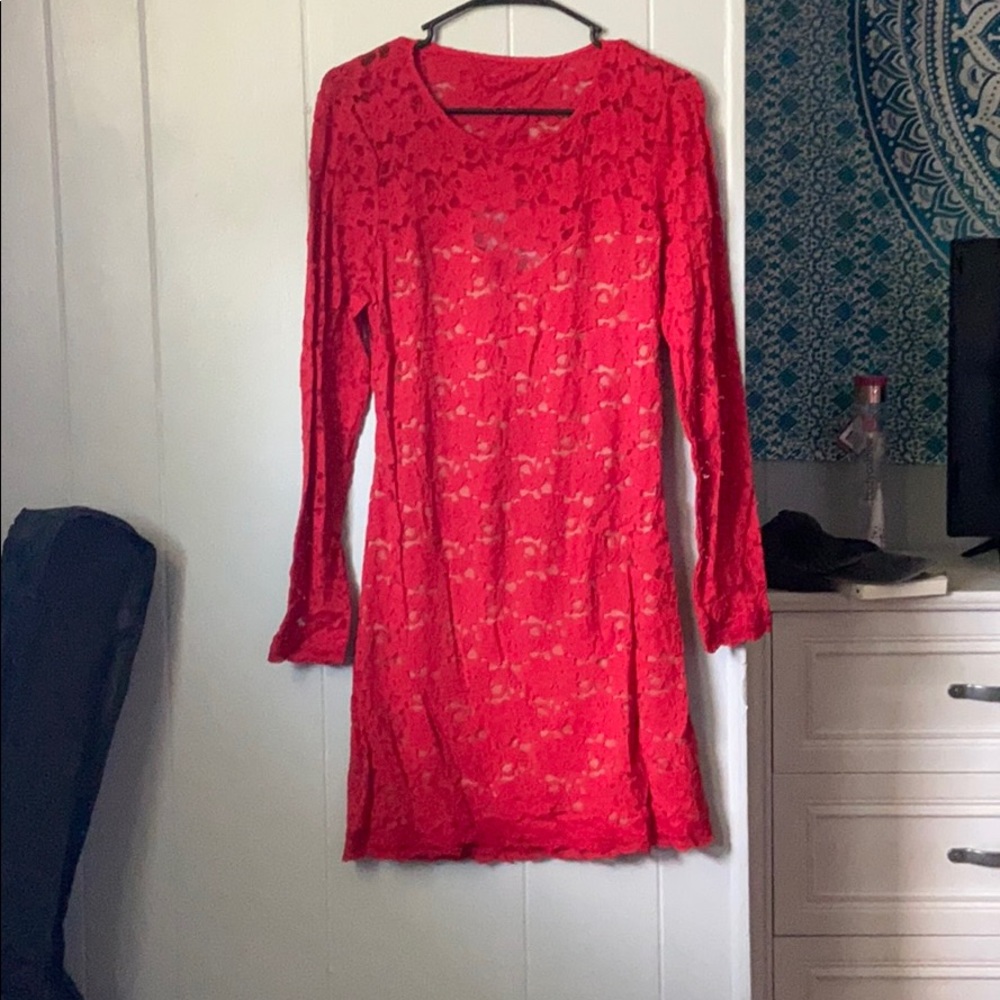 Formal Form Fitting Red Lace Dress